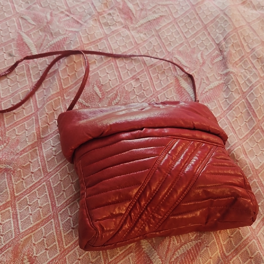 Vintage  Red Quilted Shoulder Bag